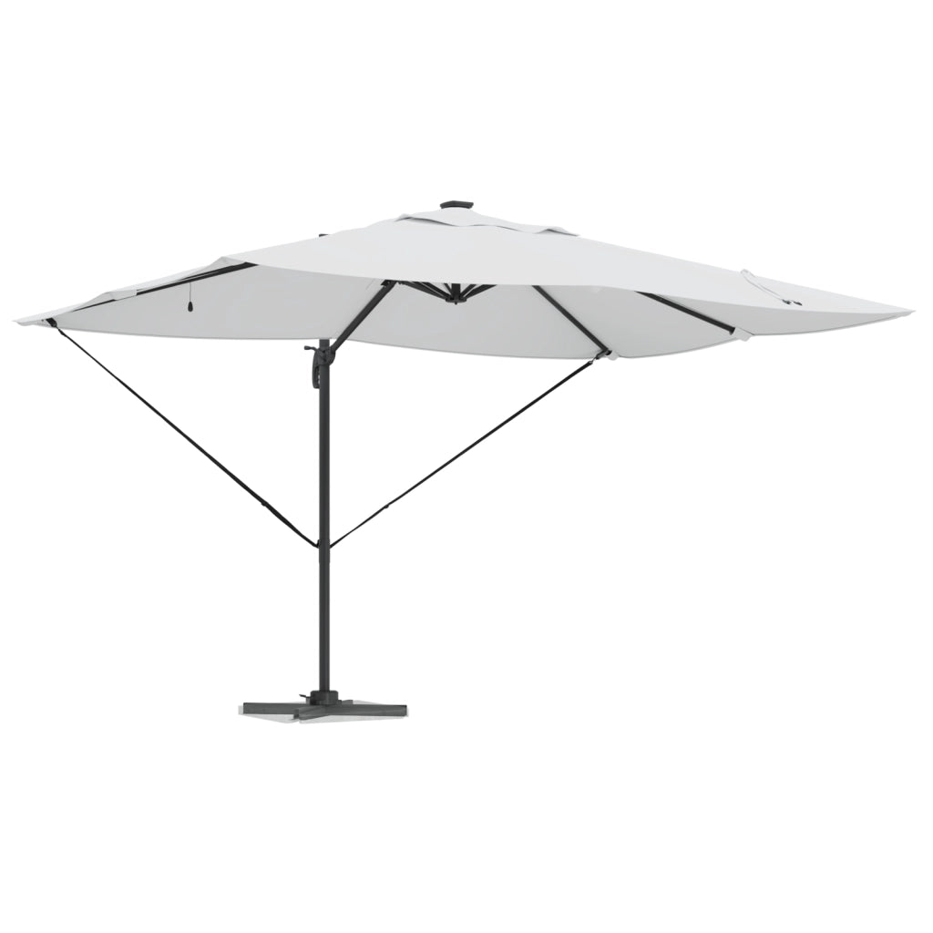 Ombrellone a Sbalzo con LED Sabbia 352x251x265 cm Alluminio