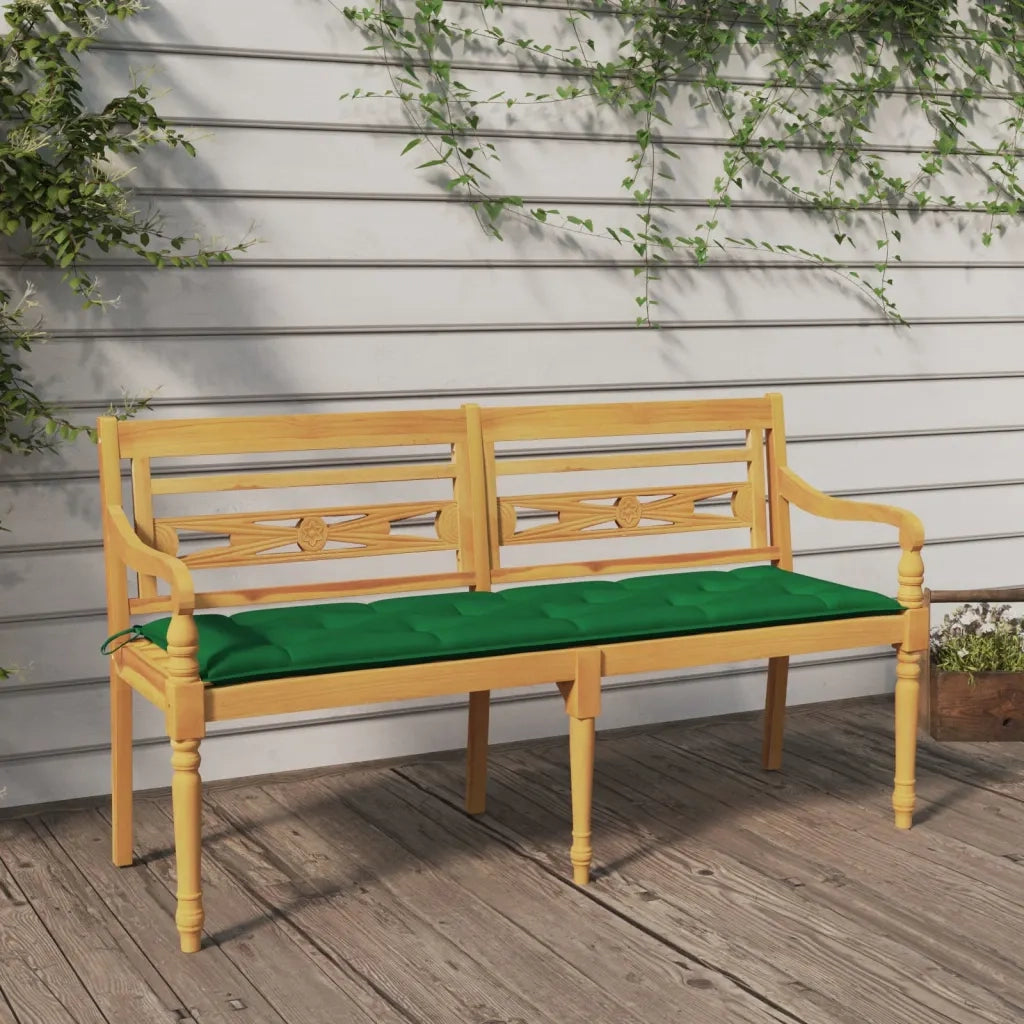 Panchina Batavia con Cuscino Verde 150 cm Legno Massello Teakcod mxl 73552