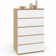 IDMarket - TOMI Cassettiera a 5 cassetti, 60 cm, faggio e look bianco