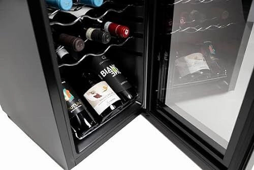 Melchioni Vermentino 18 C Dual Cantinetta vino con compressore Libera installazione Nero 18 bottiglia/bottiglie