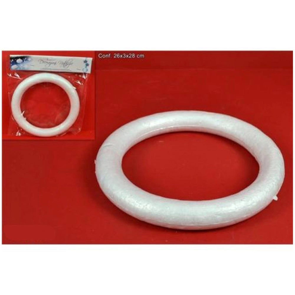 Trade Shop - 2 Anelli Cerchi Polistirolo 19cm Bianchi Decorazioni Natalizie Addobbi Natale -