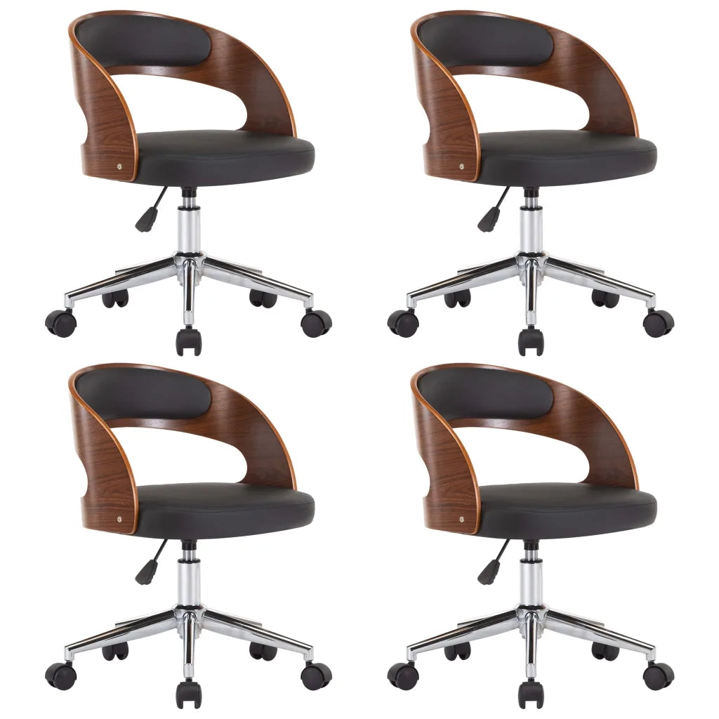 Sedie da Pranzo Girevoli 4pz Nere in Legno Curvato e Similpelle 3054909