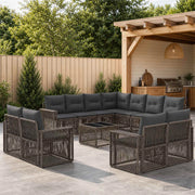 Set Divano da Giardino 12 pz Grigio e Grigio Scuro polyrattan 3435296