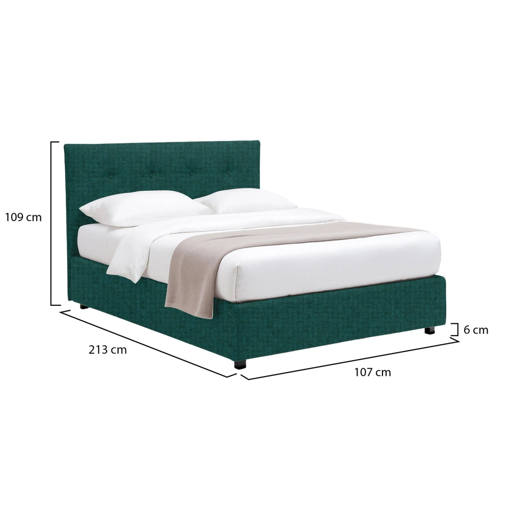 Chichester, Letto Singolo Sfoderabile Made in Italy, Verde Petrolio