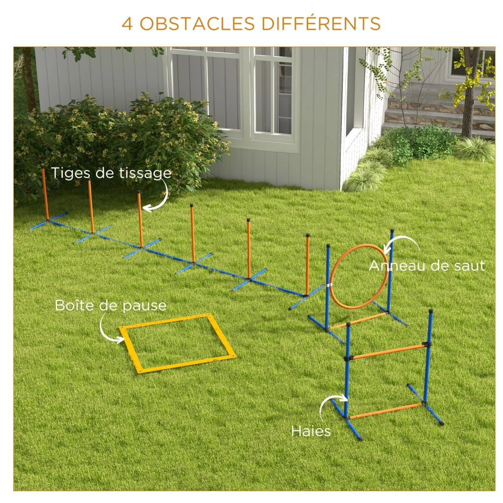 Set Agilit¨¤ per Cani 4 Pezzi ¨C Minimal ¨C Con Slalom, Anello Salto, Siepi