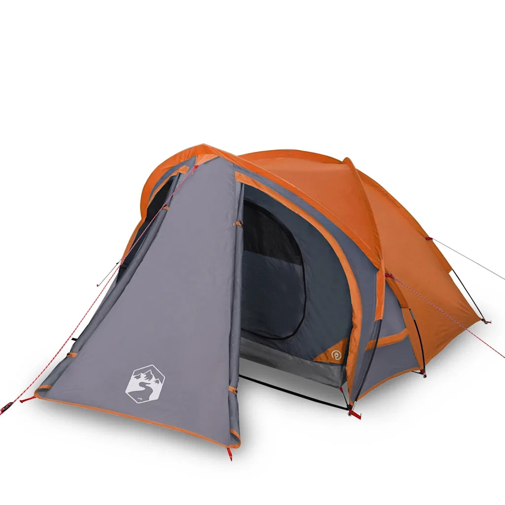 Tenda da Campeggio a Cupola 2 Persone-Tenda per Escursionismo Grigio e Arancione 935005
