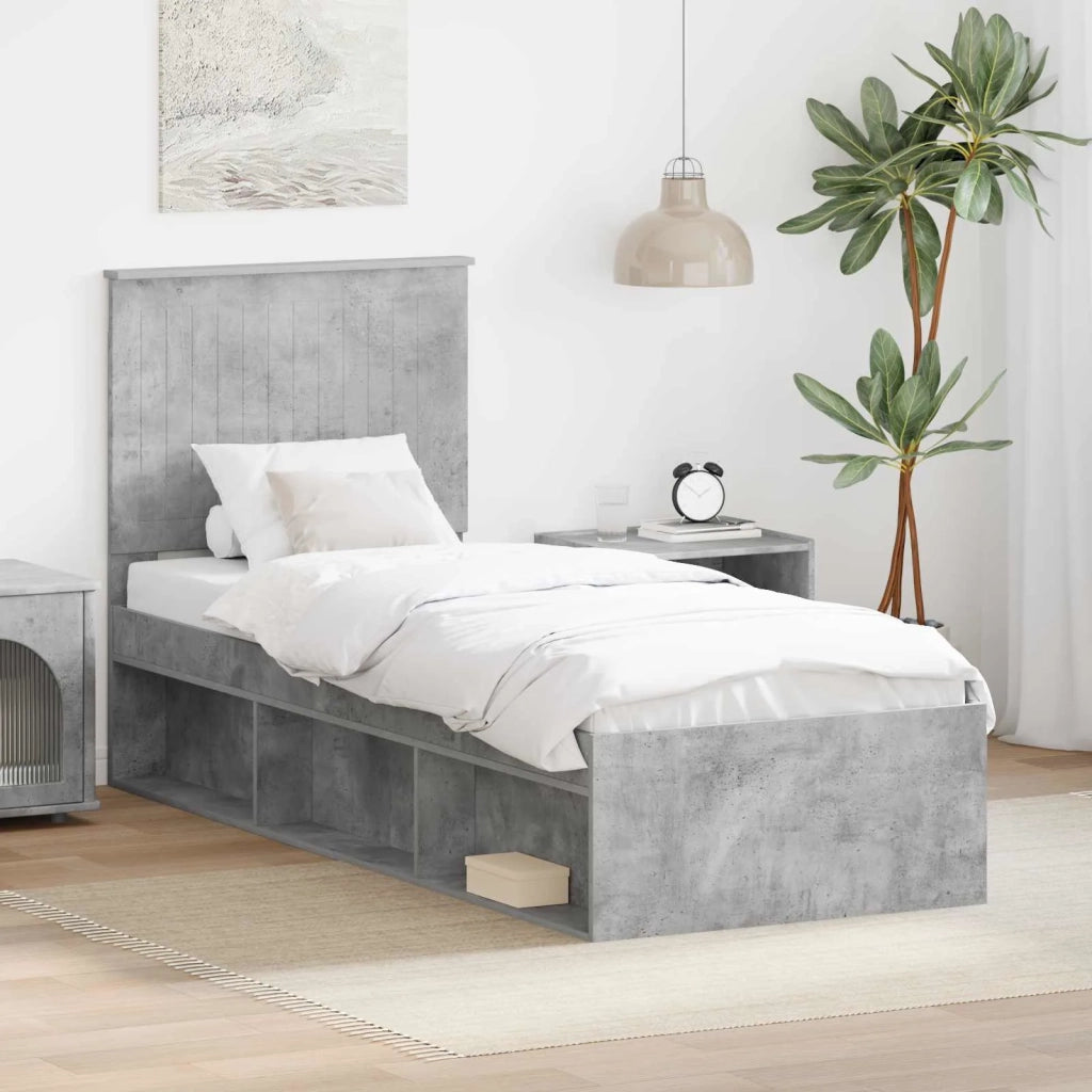 Struttura del letto Grigio Concretè 75 x 190 cm Pino massello