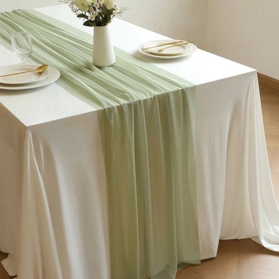 Tela di chiffon trasparente - 75x300cm Tela di tulle romantica - Decorazione da tavola in stile bohemien - Adatta per matrimoni, feste, docce di nozze, compleanni