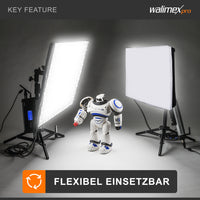 Flex 1000 LED Set Pannello luminoso a LED bicolor con softbox con diffusore frontale, lampada da 100 W, 3690 Lux/1m, luce fotografica dimmerabile, accessori fotografia