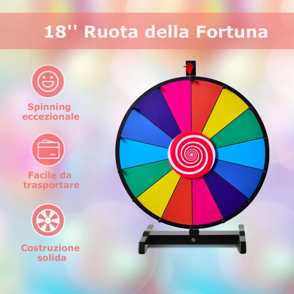 18/24 Pollici Gioco Ruota della Fortuna da Terra&Tavolo, Wheel of Fortune con Marcatore e Cancellatore, 14 Slots, per Carnevale e Feste (18 Pollici)