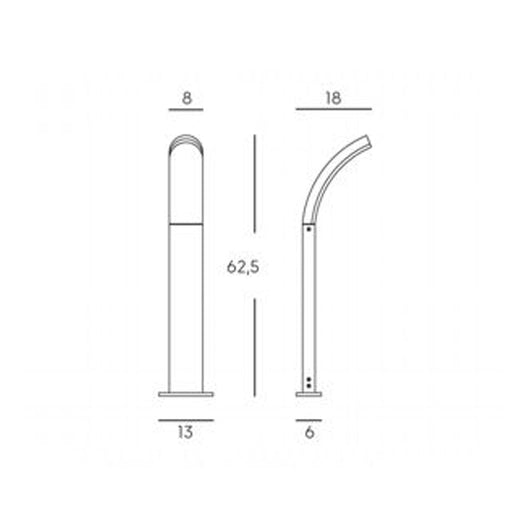 Paletto Esterno Moderno Virgola Alluminio E Termoplastica Grigio Led 15W 4000K