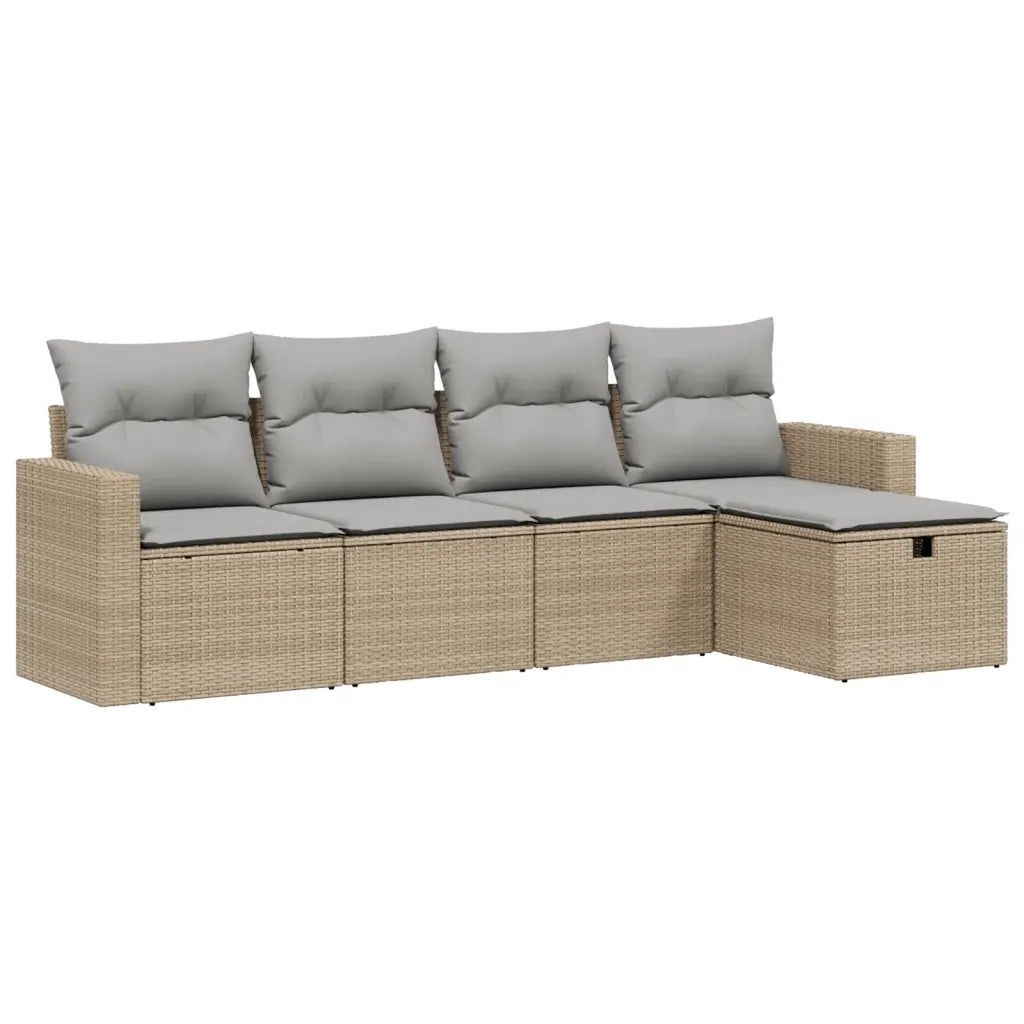 Set Divano da Giardino 5 pz con Cuscini Beige Misto Polyrattancod mxl 91788