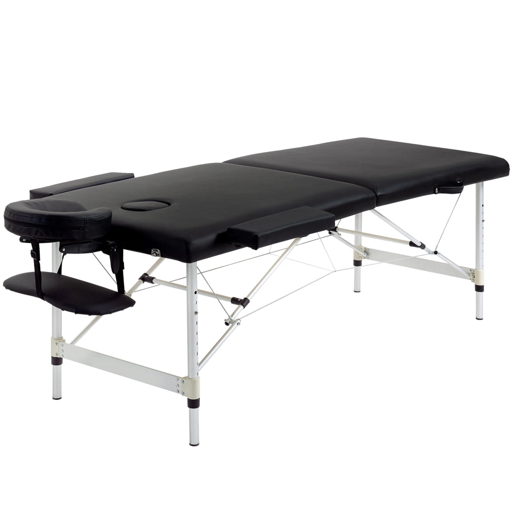 Lettino da Massaggio Fisioterapia 1 Snodo 185x70,1x80 cm in Legno  Nero