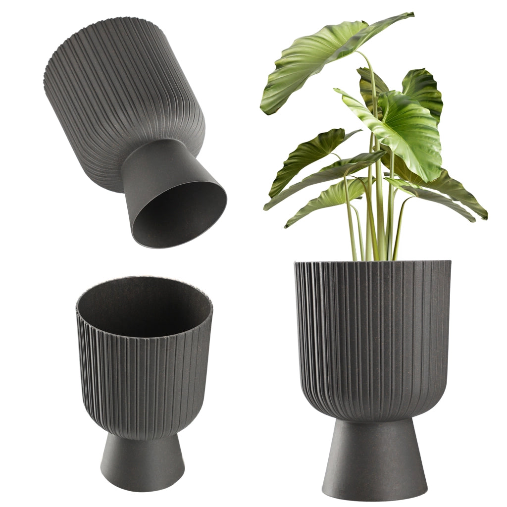 Vaso da fiori KADAX, vaso per fiori, da giardino, con coperchio in plastica, 14 cm, supporto per fiori, grigio