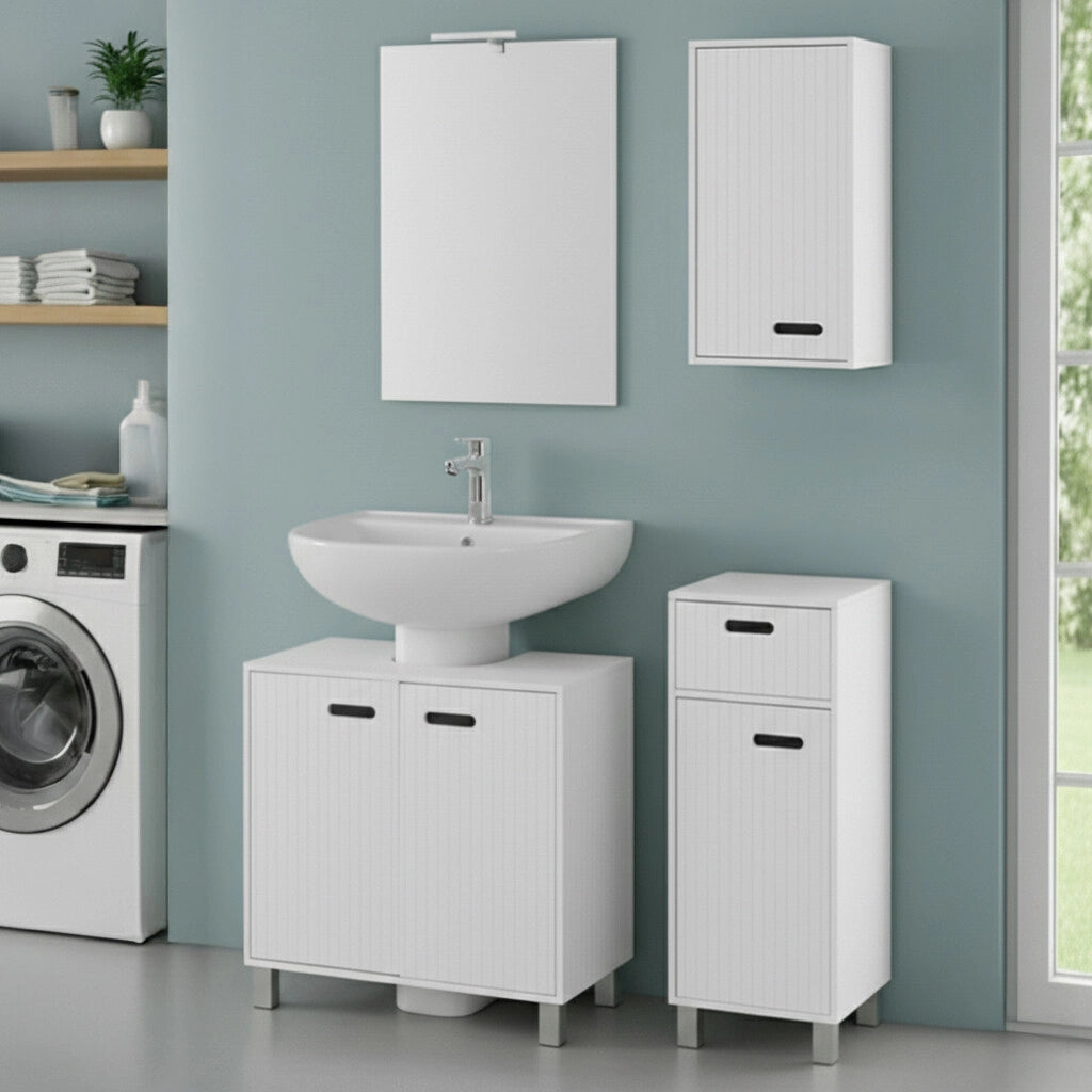 Set bagno con mobile sottolavabo 60 cm con base e pensile bianco Fast