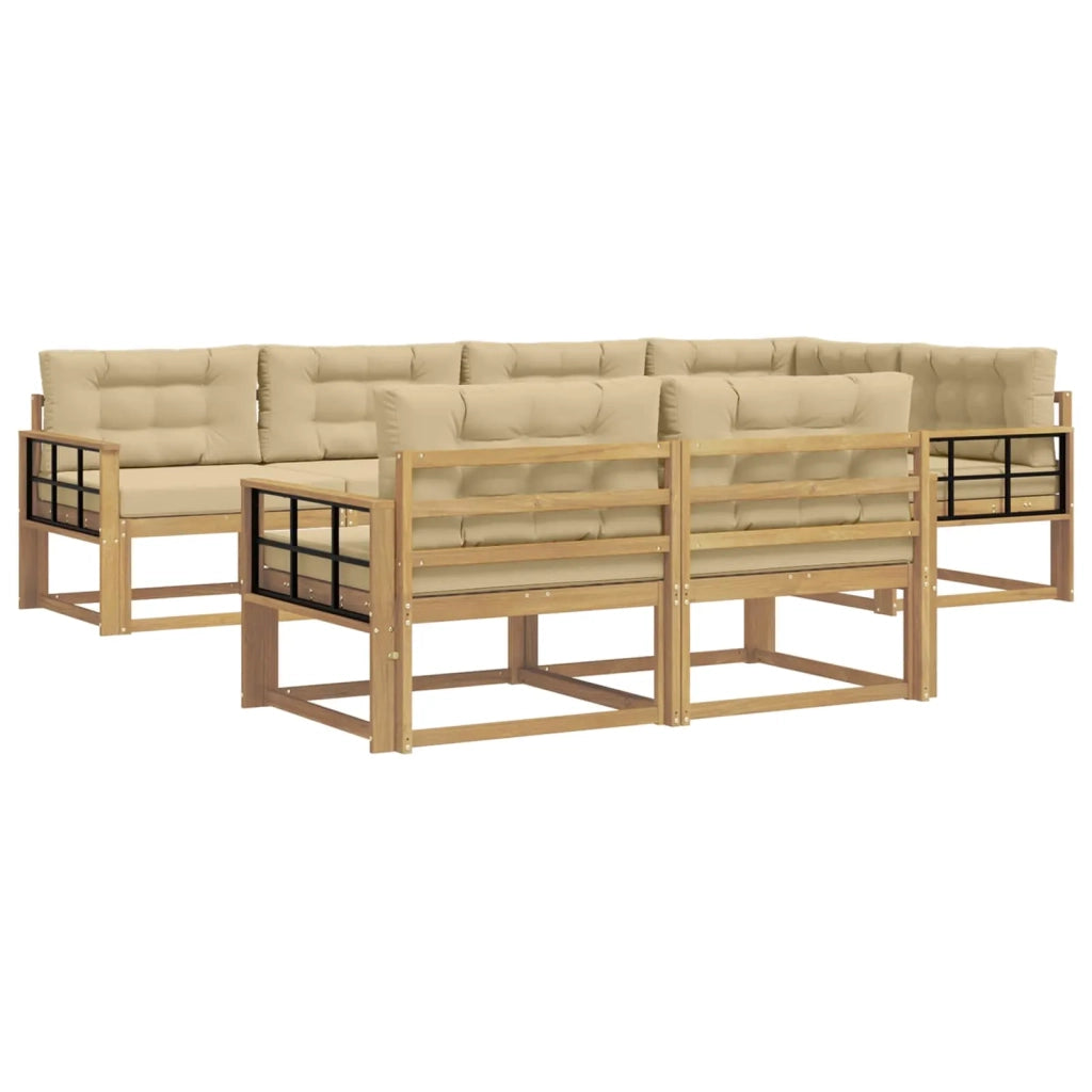 Set di divani da esterno 6 pcs Bianco e Beige Poliestere 3386597