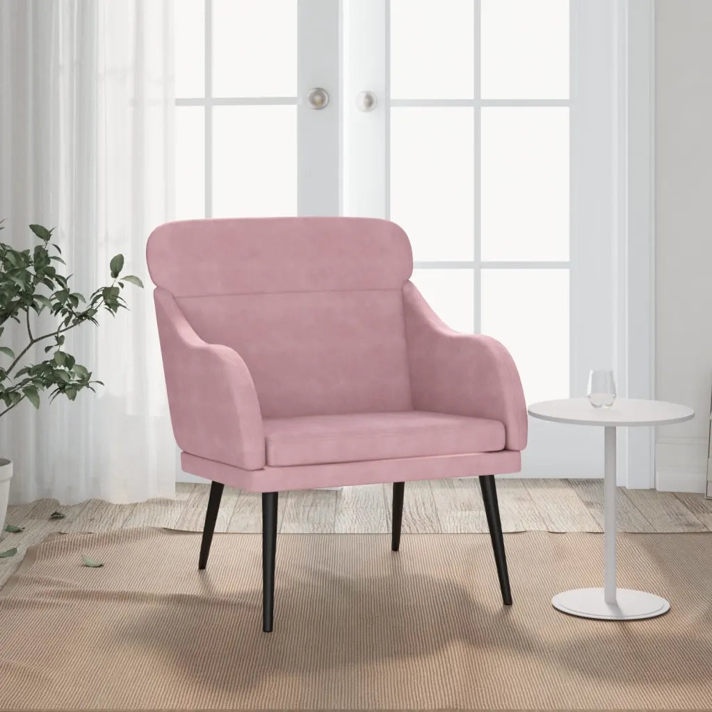 Poltrona | Sedia Relax Rosa 63x76x80 cm Velluto