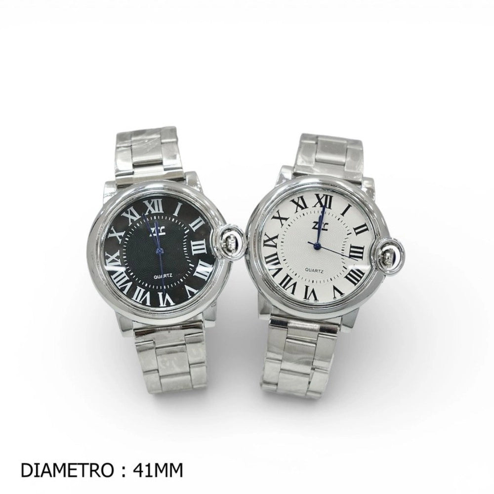 Trade Shop - Orologio Da Polso Uomo Classico Numeri Romani Diametro 41mm Acciaio -