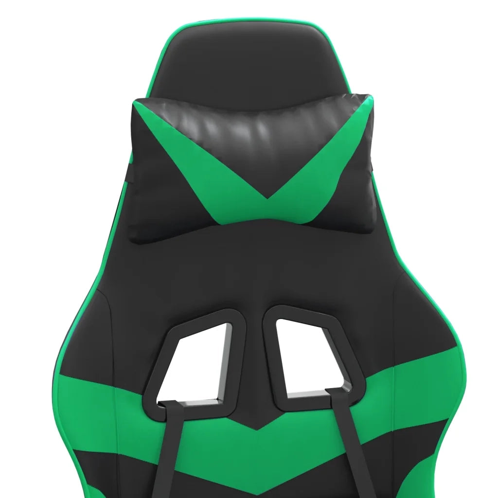 Sedia da Gaming | Sedia da e-sports Girevole con Poggiapiedi Nero Verde Similpelle