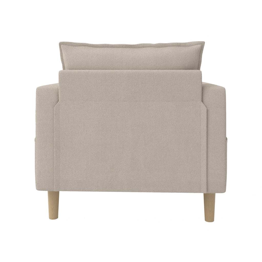 Poltrona relax con tasche laterali e cuscino; per lettura; in chenille khaki
