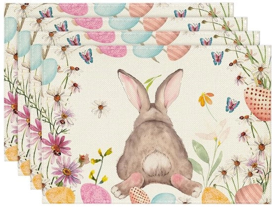 Set di tovaglie - decorazione di lenti - 30 x 45 cm - Motivo di Pasqua e farfalla - Ideale per feste e cene