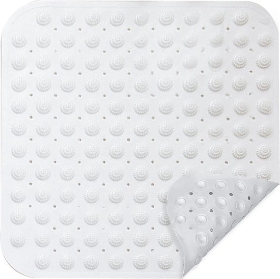 Matte Antiscivolo per Bagno - Comfortevole - Bianco - con Funzione di Massaggio - Dimensioni 48 x 48 cm