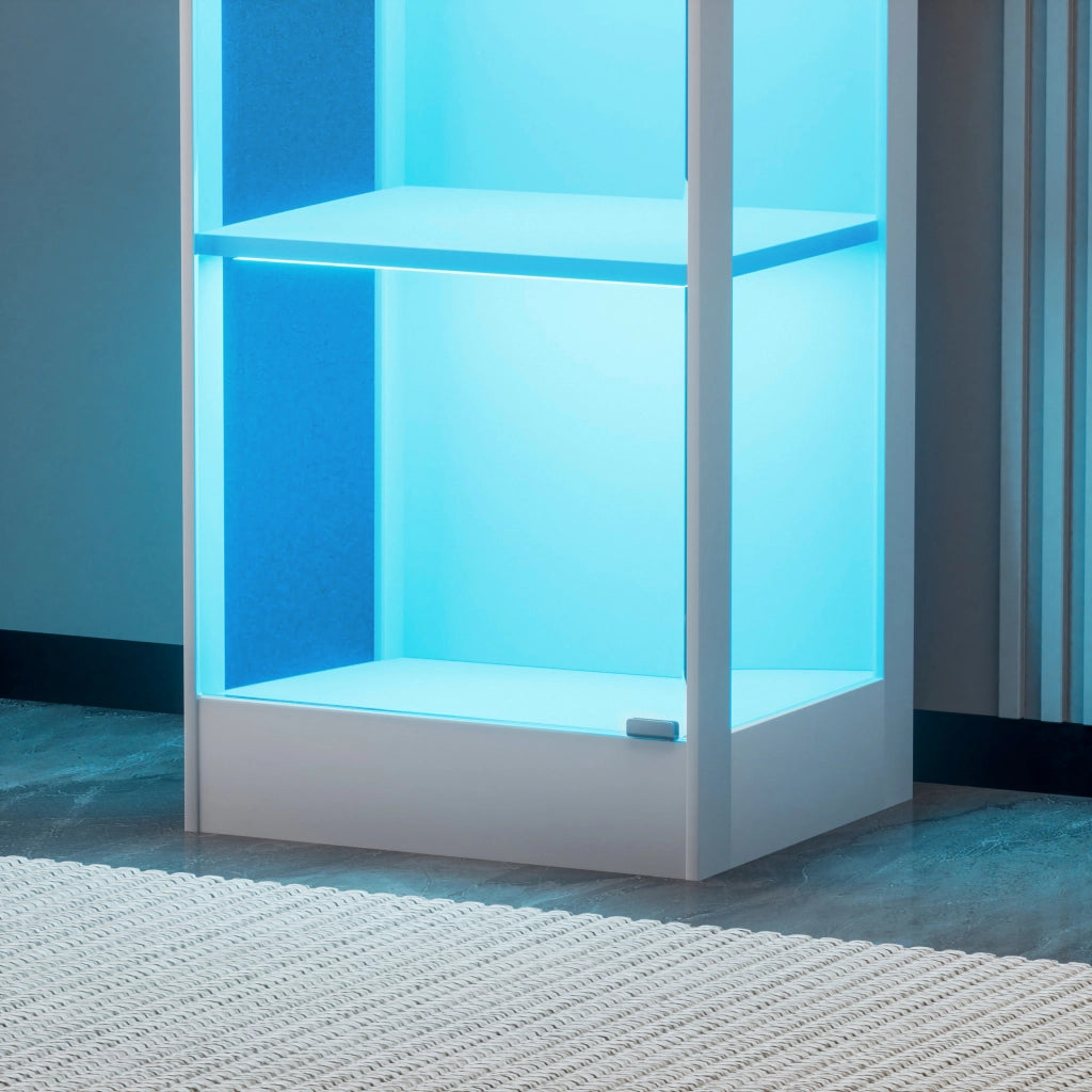 VETRINA 40x35x165 cm in MDF e vetro Bianca con illuminazione LED