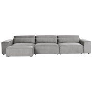 Divano modulare a 3 posti con ottomana Divano componibile in tessuto grigio con gambe nere Soggiorno moderno