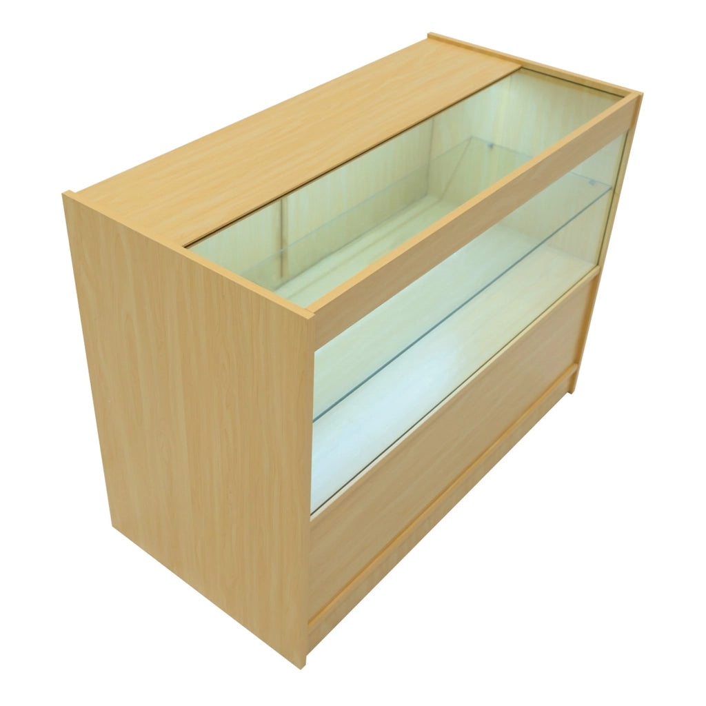 Bancone LED C1200 Acero con 2 Ripiani a Vista e 1 Chiuso, Vetrina