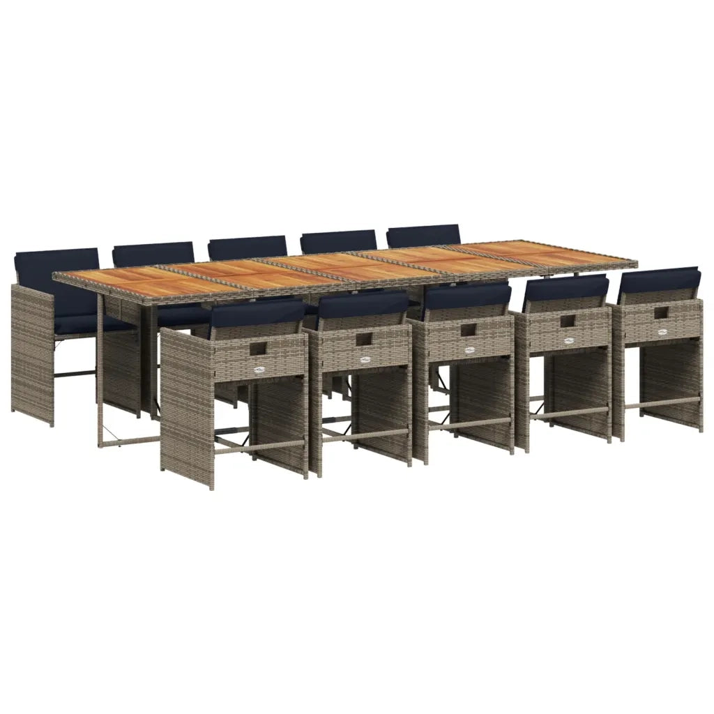 Set da pranzo da giardino da 11 pz con Cuscini in Polyrattan Grigio 3277888