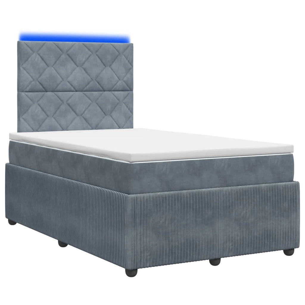 Letto Box Spring LED con Materasso Grigio Scuro 120 x 190 cm 3456036