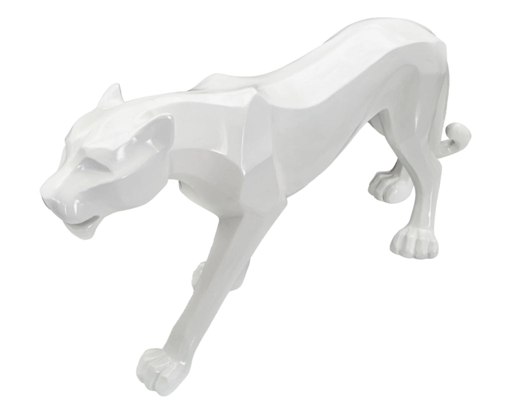 Statua Pantera 70x32,5x18 cm in Poliresina Bianco