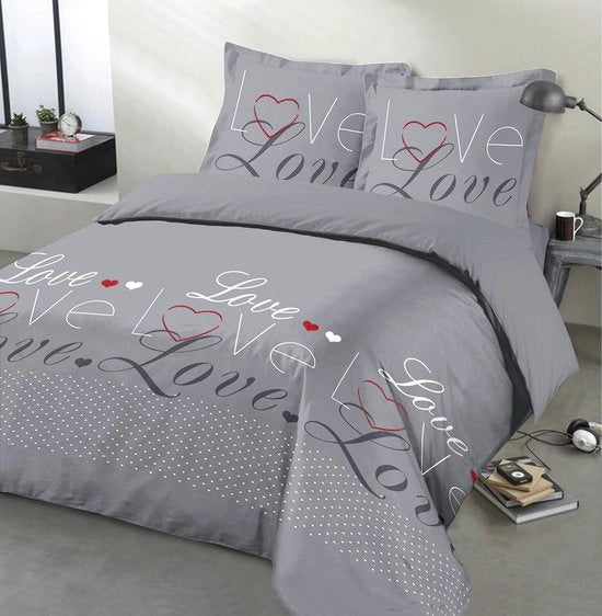 Set da letto in grigio - Copriletto e 2 cuscini 240 x 220 cm per letto matrimoniale standard - 100% cotone - Decorazione da camera da letto lussuosa 240 x 220 cotone