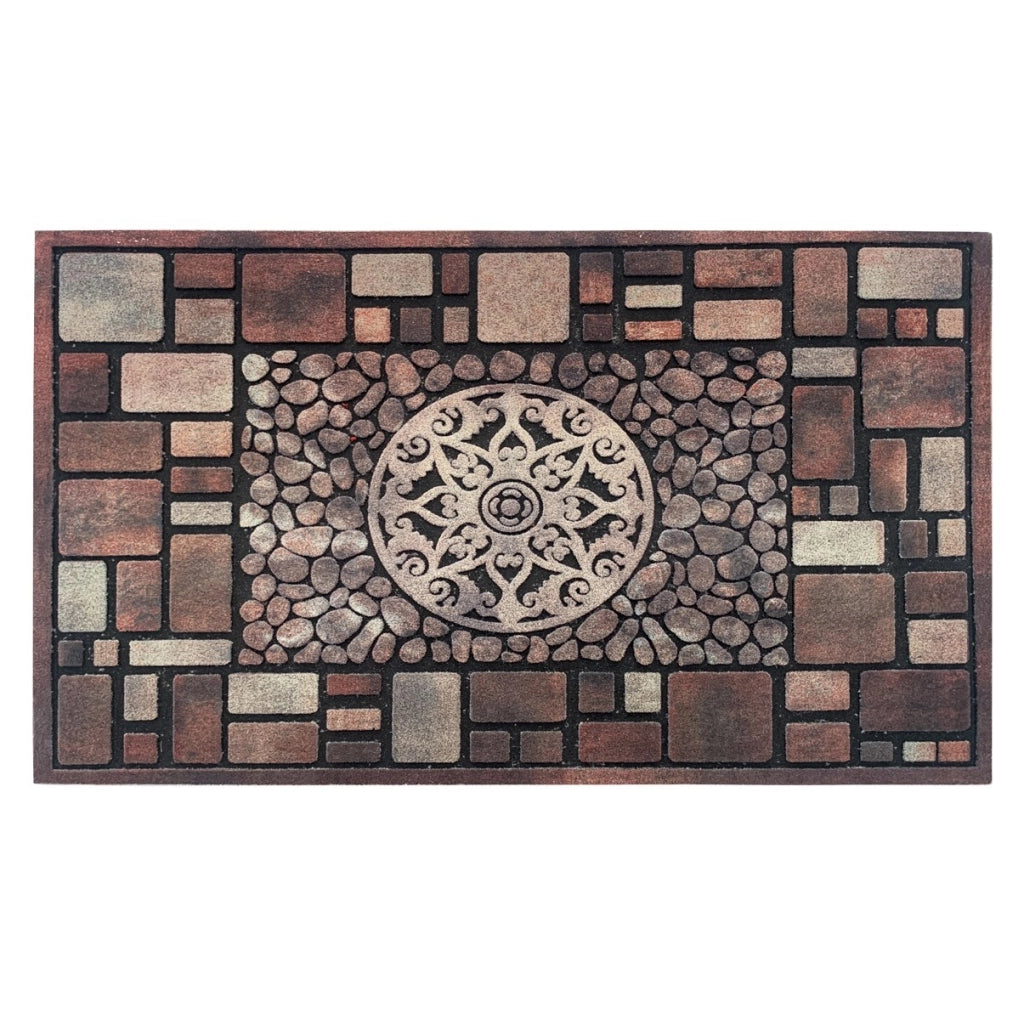 Zerbino Ingresso Robusto Spesso 1 Cm Pietre 3D Antiscivolo Assorbente Tappeto Entrata Casa Dis_B
