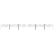 Recinzione da Giardino con Parte Superiore ad Anello in Acciaio 1005x60 cm Nera 277643