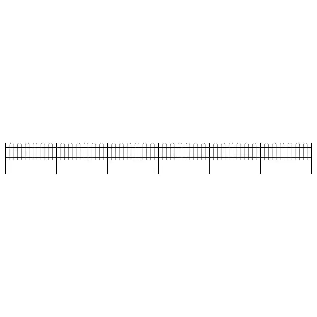 Recinzione da Giardino con Parte Superiore ad Anello in Acciaio 1005x60 cm Nera 277643