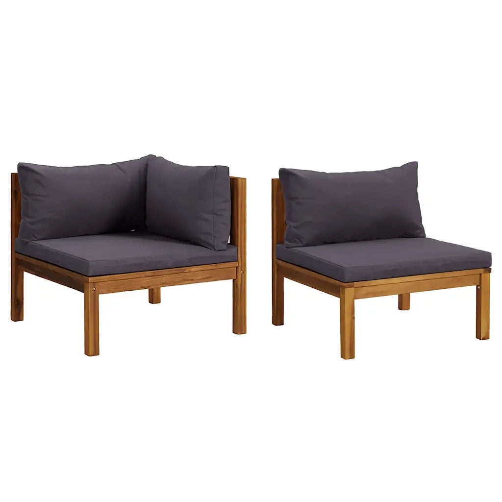 Set Divani da Giardino 2 pz con Cuscini Grigio Scuro in Acacia CFW8813854