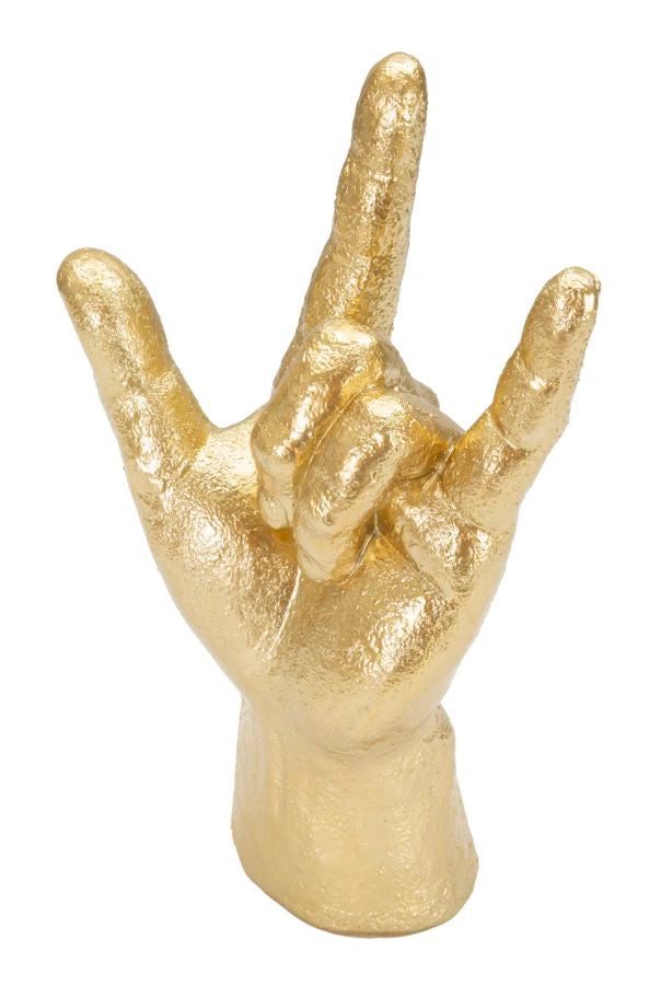 Statua Mano "Yeah" 14,5x23x7 cm in Poliresina Oro
