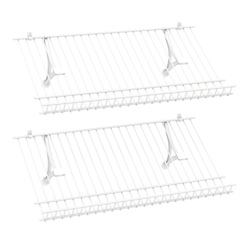 Kit organizzatore di stoccaggio di mensole personalizzabile per lavanderia-Set di 2 scaffali a muro 61 cm porta scarpe in metallo Bianco