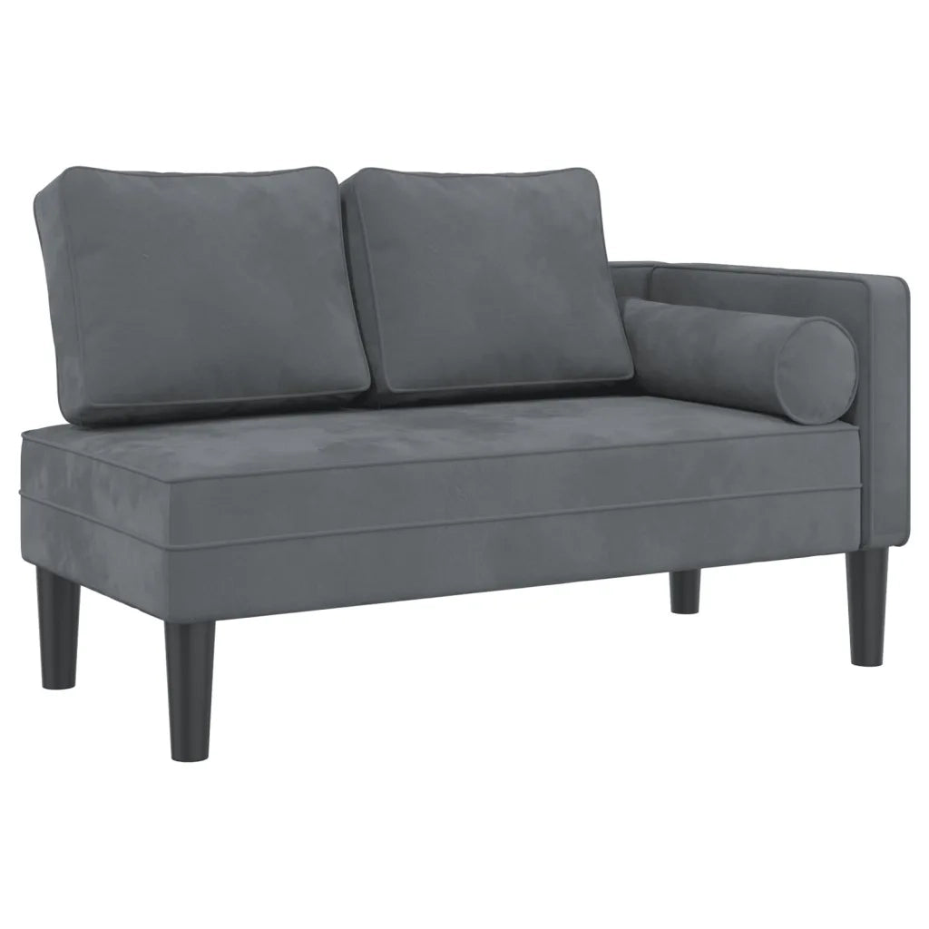 vidaXL Chaise Longue con Cuscini Grigio Scuro in Velluto