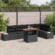 Set da Pranzo per Giardino con cuscino 7 pcs Nero e Marrone 3349974