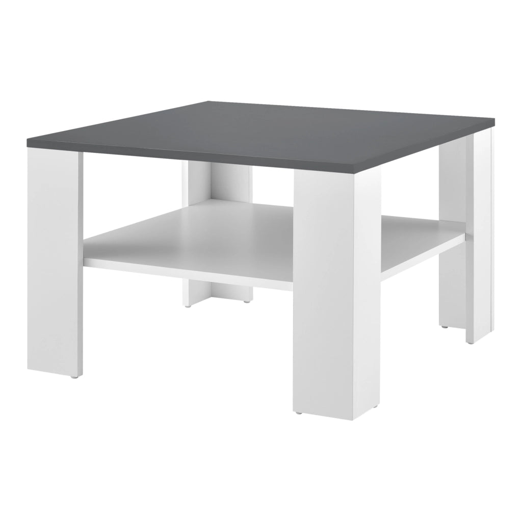 Tavolino Centrale da Salotto Aachen con Piano Quadrato - Bianco / Grigio Scuro [en.casa]
