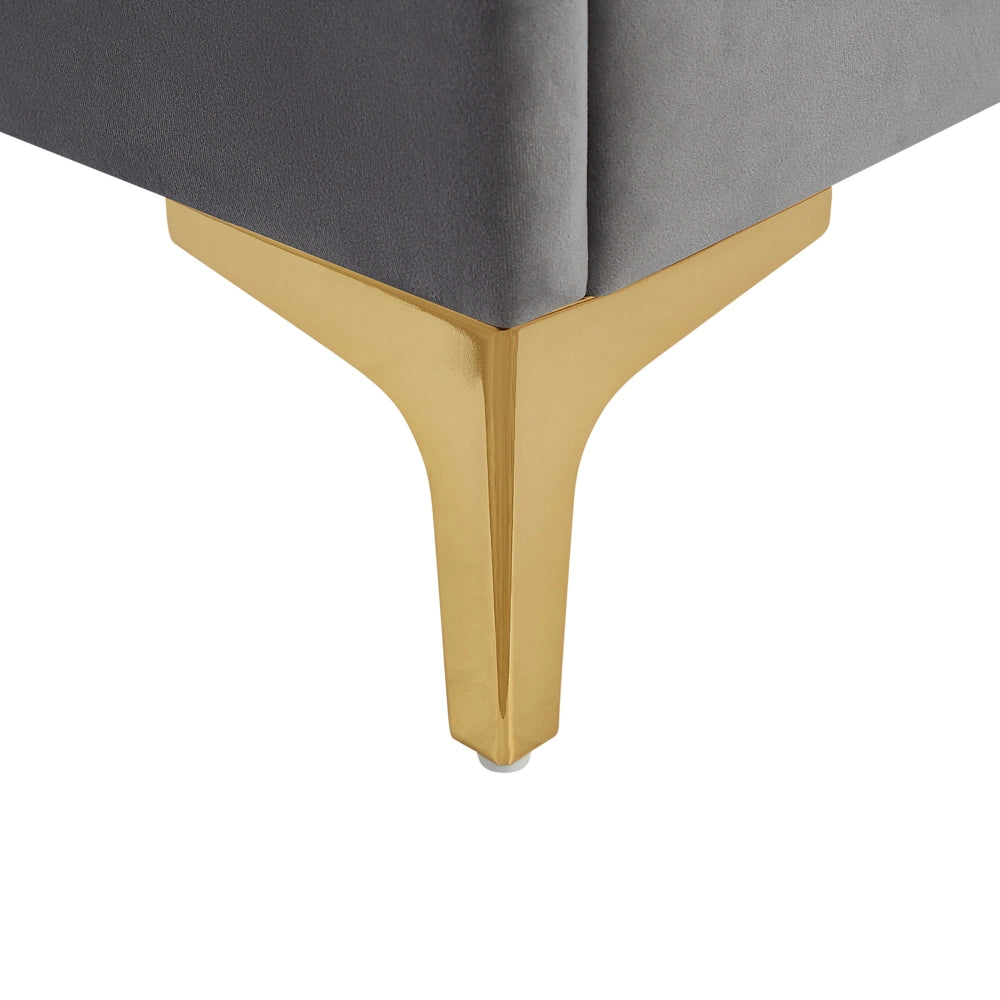 Letto Imbottito Matrimoniale 140 x 200 cm Testiera Grigio Velluto Gambe Dorate
