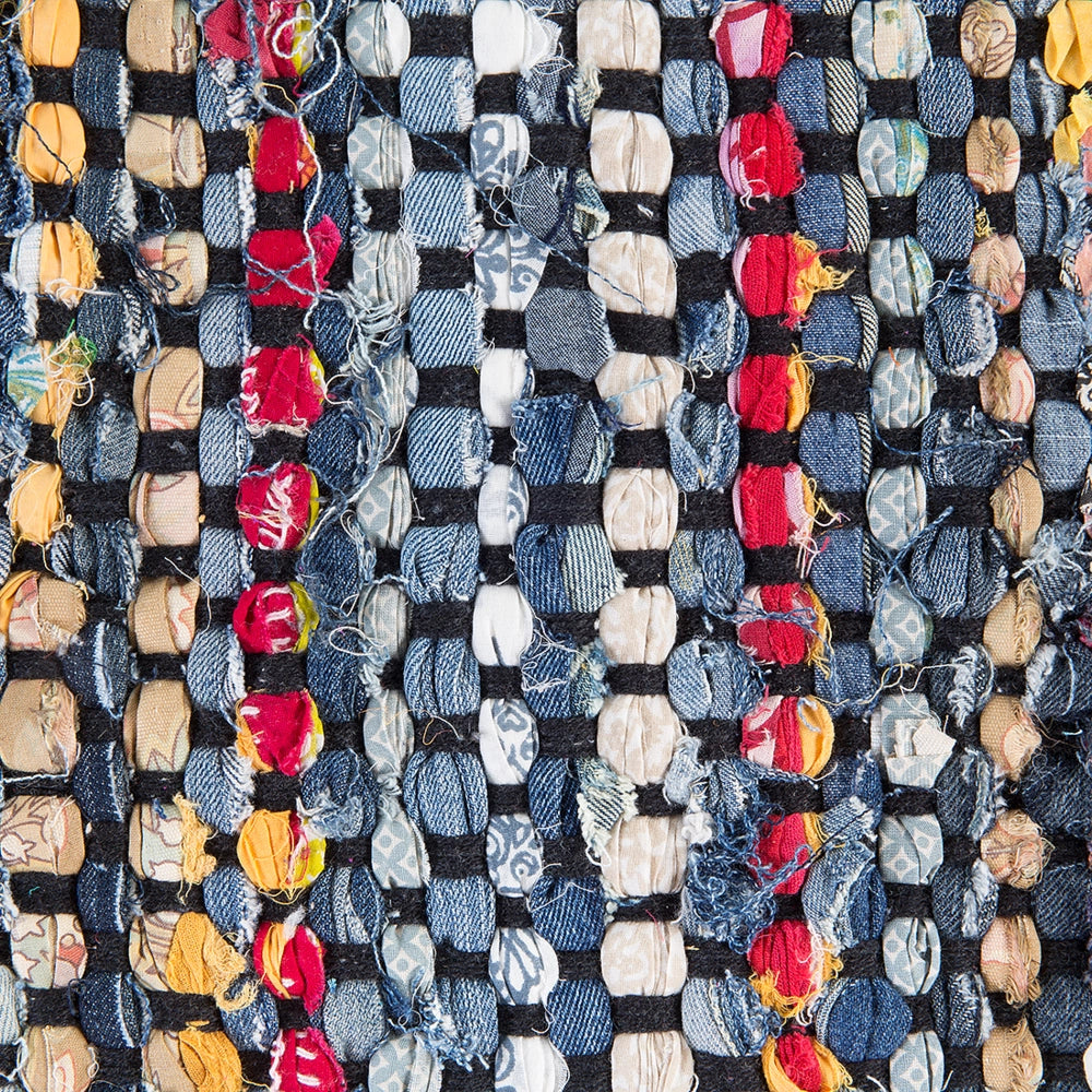 Tappeto tappetino Rag in cotone blu 140 x 200 cm rettangolare intrecciato a mano