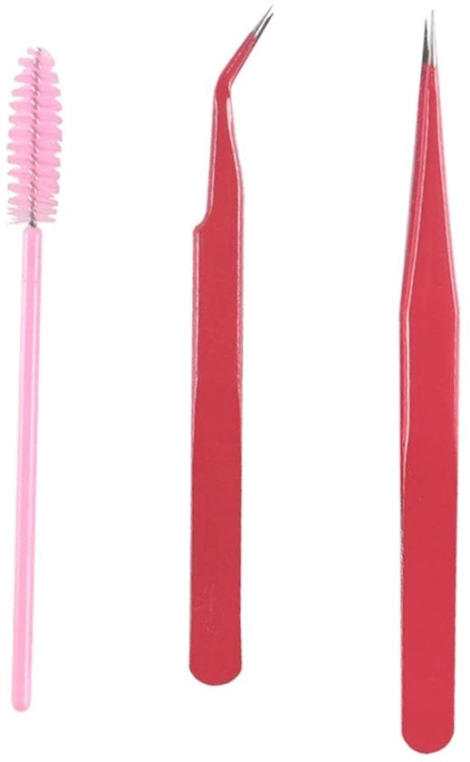 Set di pinzette per ciglia in acciaio inossidabile - 2 pezzi - pinzetta cosmetica - spazzola ciglia - per uso professionale - adatto per gioielleria