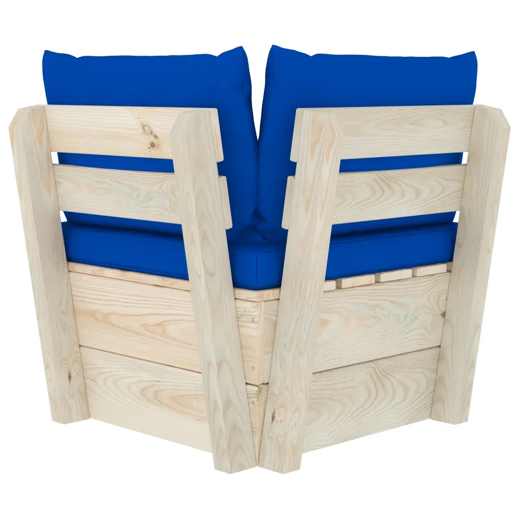 Divano Angolare da Giardino su Pallet e Cuscini Legno di Abete 3063358