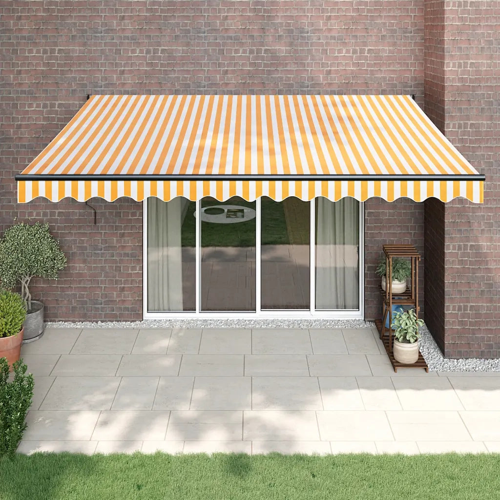 Tenda Sole Automatica Retrattile Gialla e Bianca 4,5x3 m 3154509