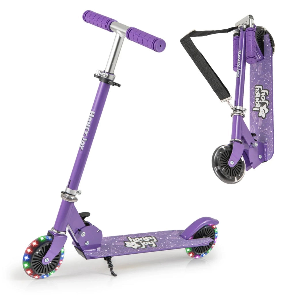Monopattino pieghevole per bambini con 3 altezze regolabili 68 x 10,5 x 78 cm maggiore sicurezza stile divertente lega di alluminio viola 20_0014602