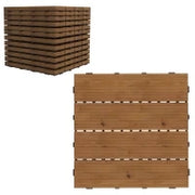 Piastrelle per Terrazza, Set di 12 Pezzi, Superficie Massima 1,08 m², Incastrabili, Installazione Molto Semplice, 30x30x2.5cm Marrone