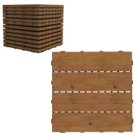 Piastrelle per Terrazza, Set di 12 Pezzi, Superficie Massima 1,08 m², Incastrabili, Installazione Molto Semplice, 30x30x2.5cm Marrone